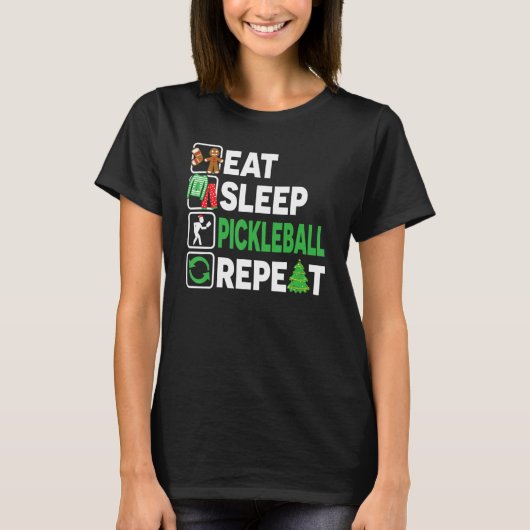 Eat Sleep Pickleball Herhaal kerstpajama-Mannen T-shirt (Voorkant)