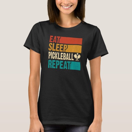 Eat Sleep Pickleball Herhaal Pickleball Pl T-shirt (Voorkant)