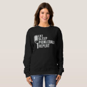 Eat Sleep Pickleball Herhaal Pickleball Player Trui (Voorkant volledig)