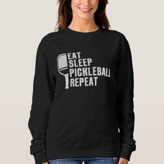 Eat Sleep Pickleball Herhaal Pickleball Player Trui (Voorkant)
