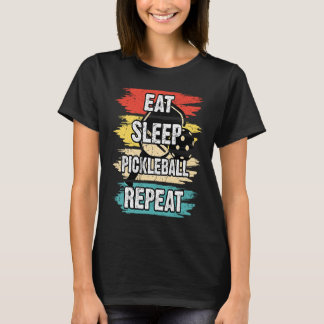 Eat Sleep Pickleball Herhaal Retro  5 T-shirt