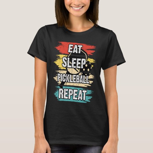 Eat Sleep Pickleball Herhaal Retro  5 T-shirt (Voorkant)