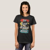 Eat Sleep Pickleball Herhaal Retro  5 T-shirt (Voorkant volledig)