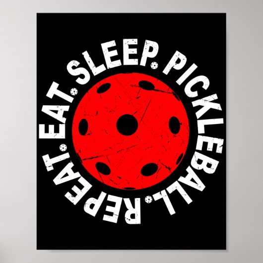 Eat Sleep Pickleball Herhalen als  Pickleball Poster (Voorkant)