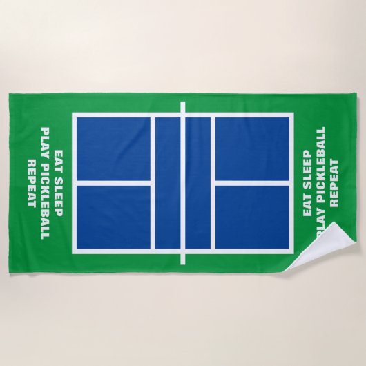 Eat Sleep pickleball herhalen grappige blauwe groe Strandlaken (Voorkant)