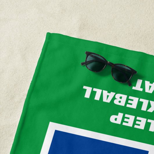 Eat Sleep pickleball herhalen grappige blauwe groe Strandlaken (In situ)