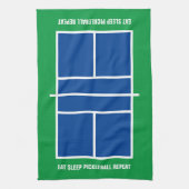 Eat Sleep pickleball herhalen grappige blauwe groe Theedoek (Verticaal)