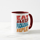Eat Sleep Pickleball Herhalen Mok (Voorkant rechts)