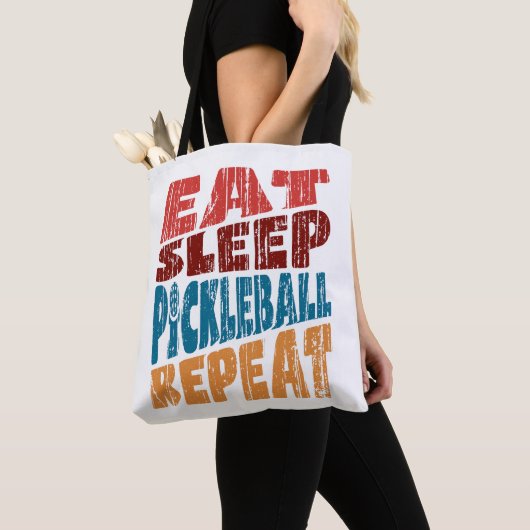 Eat Sleep Pickleball Herhalen Tote Bag (Dichtbij)