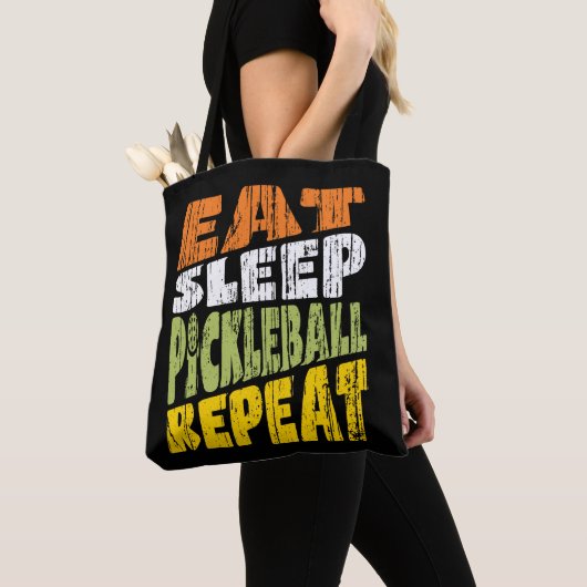 Eat Sleep Pickleball Herhalen Tote Bag (Dichtbij)