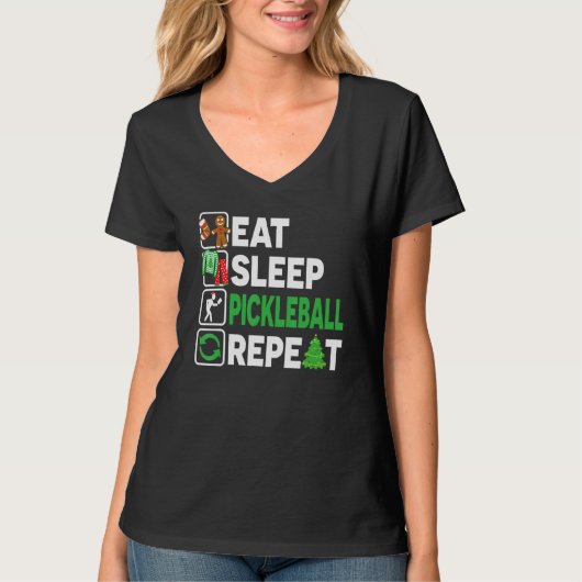 Eat Sleep Pickleball Repeat Christmas Pajama  Men  T-shirt (Voorkant)