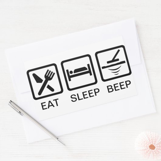 EAT-SLEEP-PIEP metaal detecteren sticker (Envelop)
