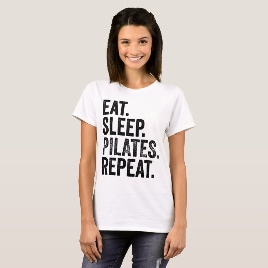 Eat Sleep Pilates herhalen T-shirt (Voorkant volledig)