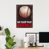 Eat Sleep Play Baseball Poster (Thuiskantoor)