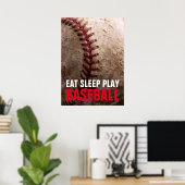 Eat Sleep Play Baseball Poster (Thuiskantoor)