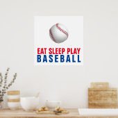 Eat Sleep Play Baseball Poster (Keuken)
