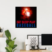 Eat Sleep Play Baseball Poster (Thuiskantoor)