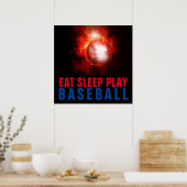 Eat Sleep Play Baseball Poster (Keuken)