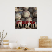 Eat Sleep Play Baseball Poster - Unieke Prints (Keuken)