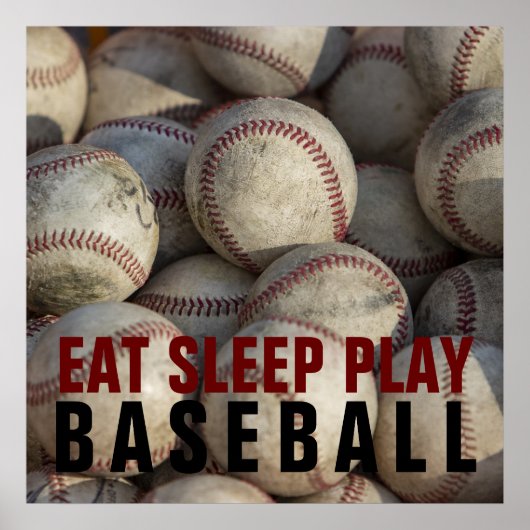 Eat Sleep Play Baseball Poster - Unieke Prints (Voorkant)