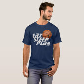 Eat Sleep Play Basketbal T-shirt - Navy Blue (Voorkant volledig)