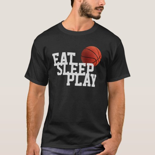 Eat Sleep Play Basketbal Zwart T-shirt (Voorkant)