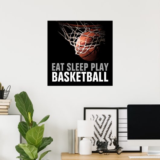 Eat Sleep Play Basketball Artwork Poster (Thuiskantoor)