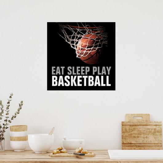 Eat Sleep Play Basketball Artwork Poster (Keuken)