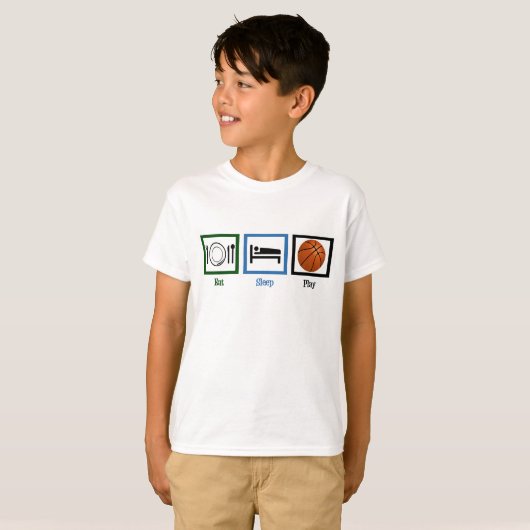 Eat Sleep Play Basketball Funny Sports Kinder T-shirt (Voorkant volledig)