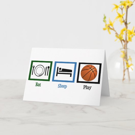 Eat Sleep Play Basketball Kaart (Gele Bloem)