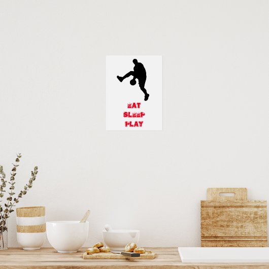 Eat Sleep Play Basketball Player Silhouette Poster (Keuken)