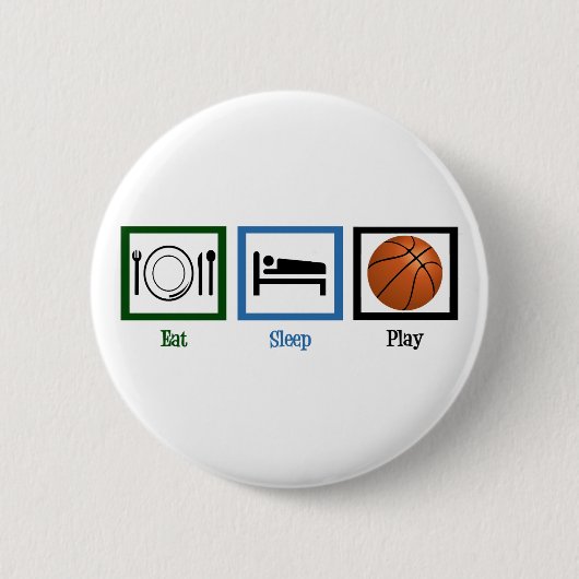 Eat Sleep Play Basketball Ronde Button 5,7 Cm (Voorkant)