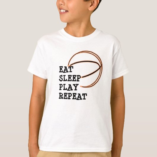 Eat Sleep Play Basketball-Shirt herhalen T-shirt (Voorkant)