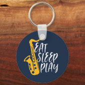 Eat Sleep Play Cool Saxophone Player Jazz Music Sleutelhanger (Voorkant)