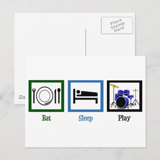 Eat Sleep Play Drums Briefkaart (Voorkant / Achterkant)