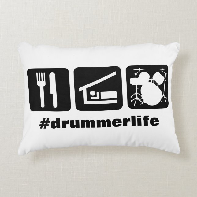 Eat Sleep Play Drums-pictogrammen Decoratief Kussen (Voorkant)