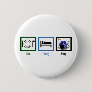 Eat Sleep Play Drums Ronde Button 5,7 Cm