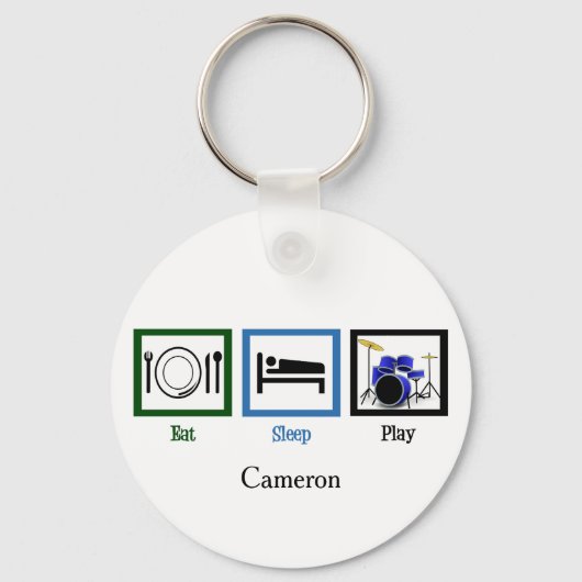 Eat Sleep Play Drums Sleutelhanger (Voorkant)