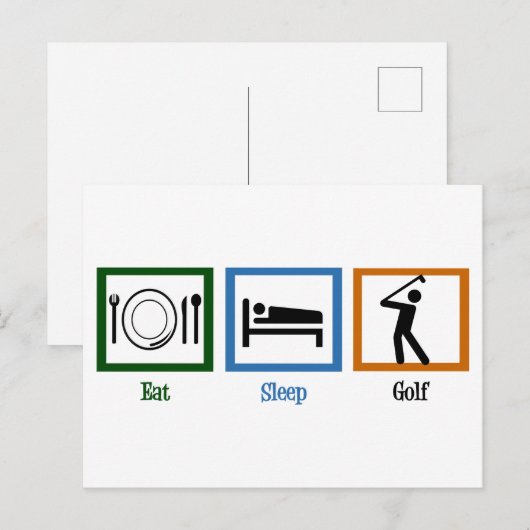 Eat Sleep Play Golf Briefkaart (Voorkant / Achterkant)