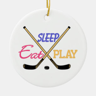 Eat Sleep Play Hockey Keramisch Ornament