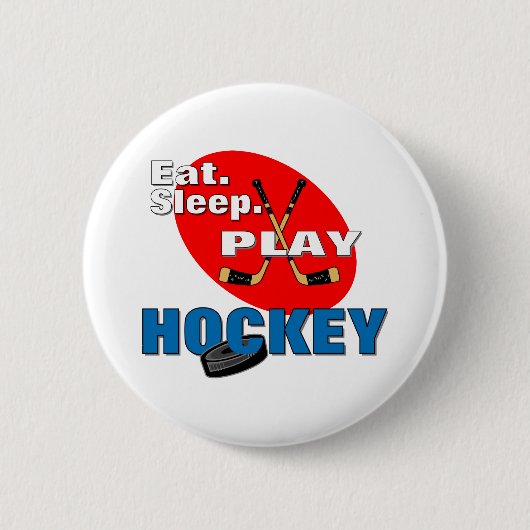 Eat Sleep Play Hockey Ronde Button 5,7 Cm (Voorkant)