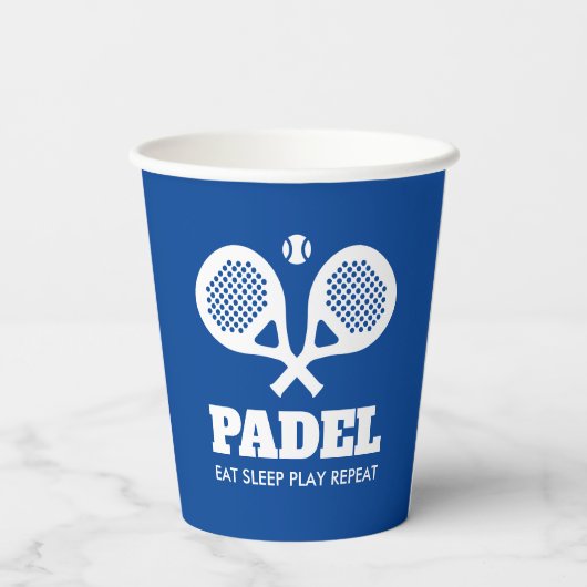 Eat Sleep Play Padel grappige aangepaste papierbek Papieren Bekers (Achterkant)