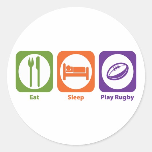 Eat Sleep Play Rugby Ronde Sticker (Voorkant)