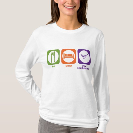 Eat Sleep Play Shuffleboard T-shirt (Voorkant)