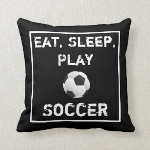 Eat Sleep Play Soccer Black & White Pillow Kussen