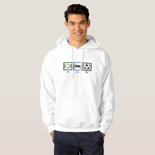 Eat Sleep Play Soccer Cool Futbol Player Hoodie (Voorkant volledig)