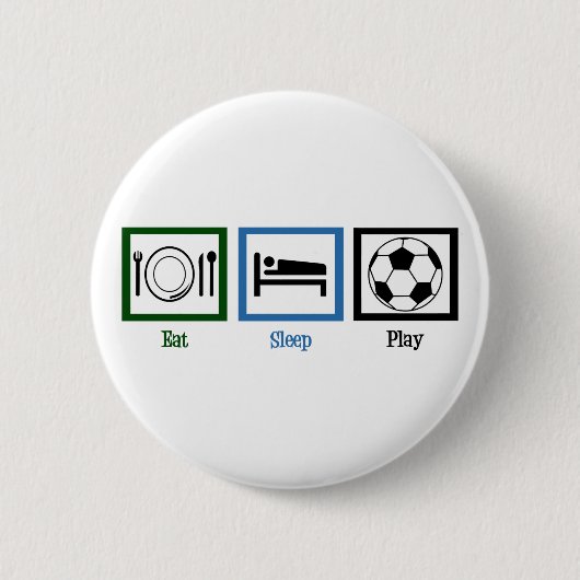 Eat Sleep Play Soccer Ronde Button 5,7 Cm (Voorkant)