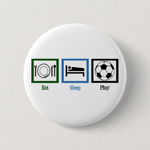 Eat Sleep Play Soccer Ronde Button 5,7 Cm