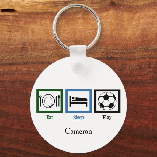 Eat Sleep Play Soccer Sleutelhanger (Achterkant)