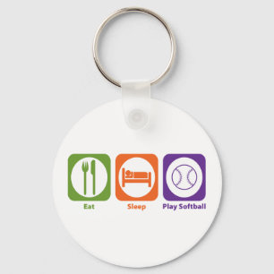 Eat Sleep Play Softball Sleutelhanger